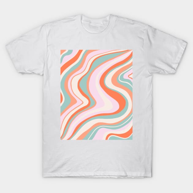 Psychedelic swirls - orange, pink and turquoise T-Shirt by Home Cyn Home 